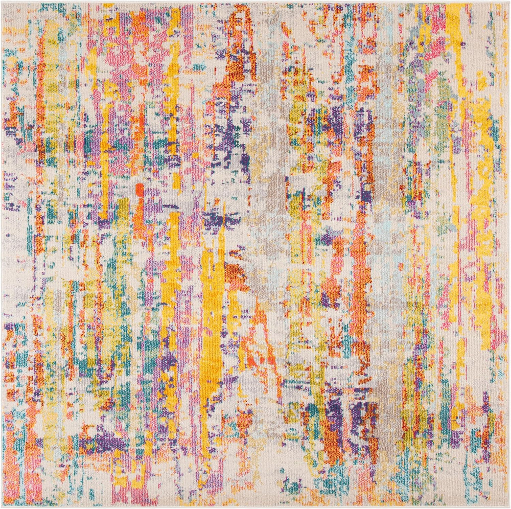 SAFAVIEH Madison Collection Area Rug - 6'7" Square, Beige & Yell...