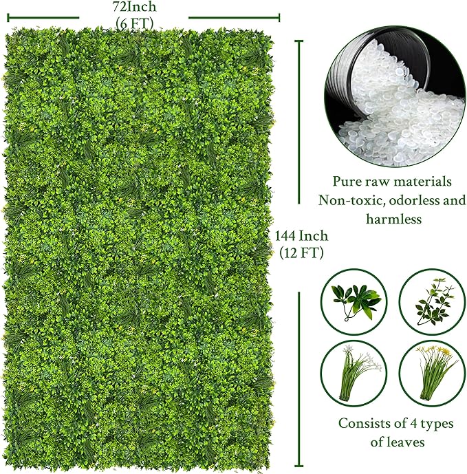 Artificial Plant Wall Roll: 72 X144 in (72 sqft) UV-Anti Ivy Privacy Fence Sc...