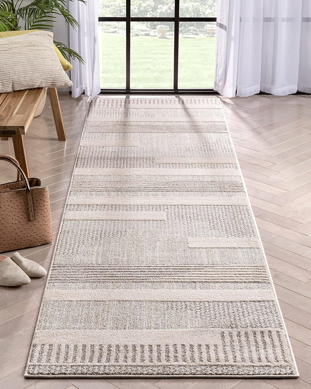 Well Woven Harlow Collection Briar Beige - Modern Tribal Minimalist Geometric...
