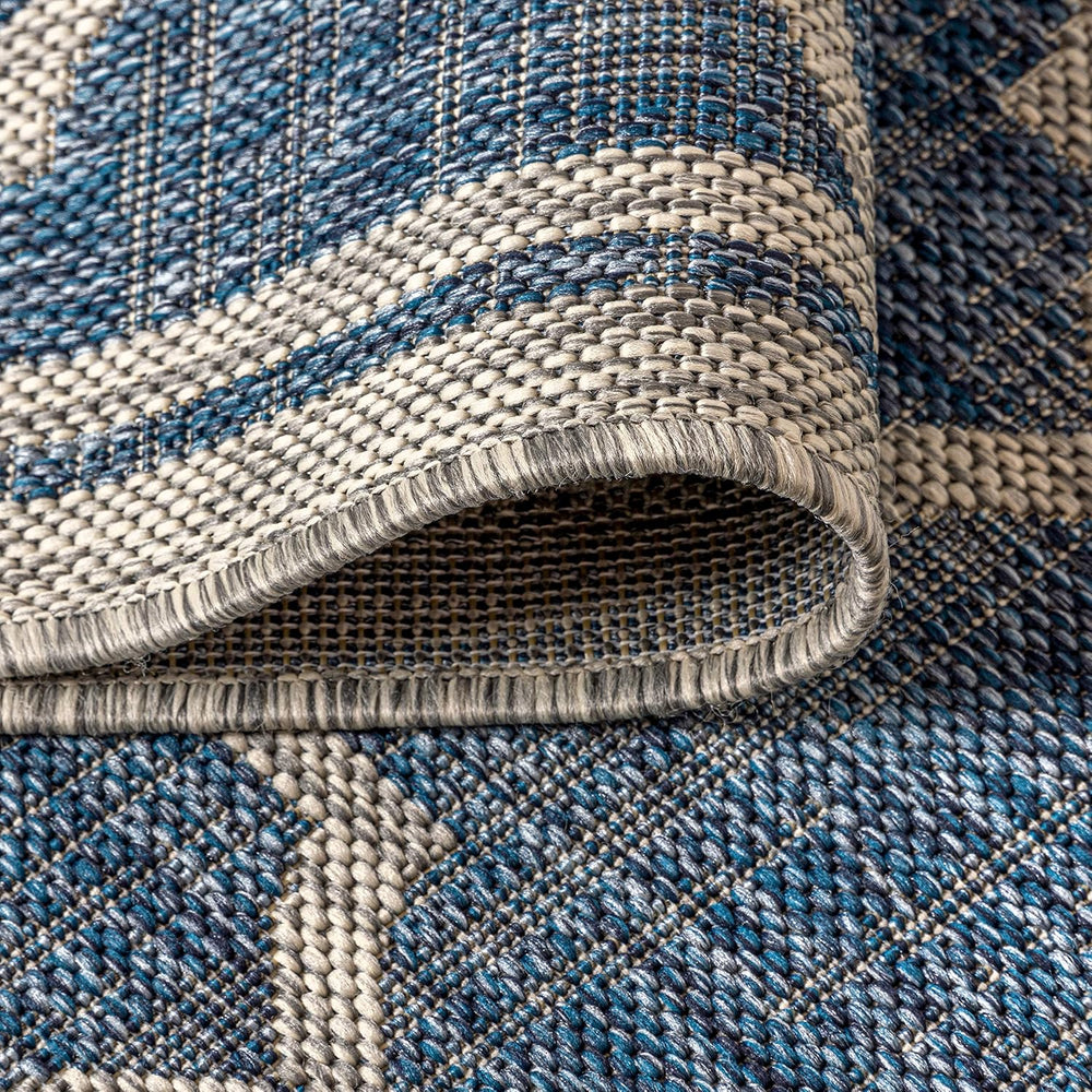 JONATHAN Y Moroccan Trellis Indoor Outdoor Area Rug 8X10 Navy/Gray, Trebol Te...