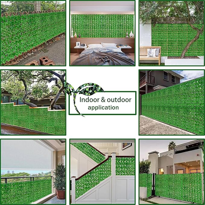 Artificial Ivy Fence Privacy Screen,60 x 120 Inch UV-Anti Artificial Fake Ivy...