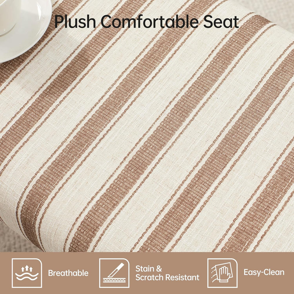 VKNOW Upholstered Entryway Bench, Dining Bench with Cushion, Brown
