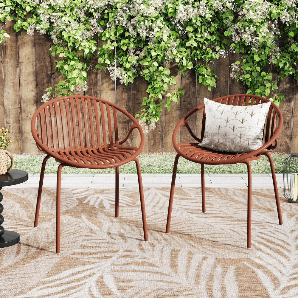 Christopher Knight Home Set of 2 Tita Modern Patio Outdoor Dining Chairs, Sta...