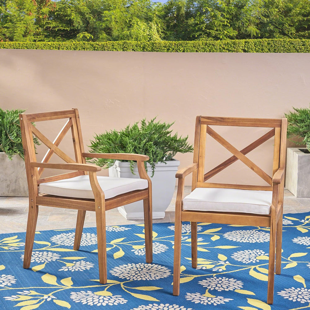 Christopher Knight Home Peter | Outdoor Acacia Wood Dining Chair Set of 2, Te...