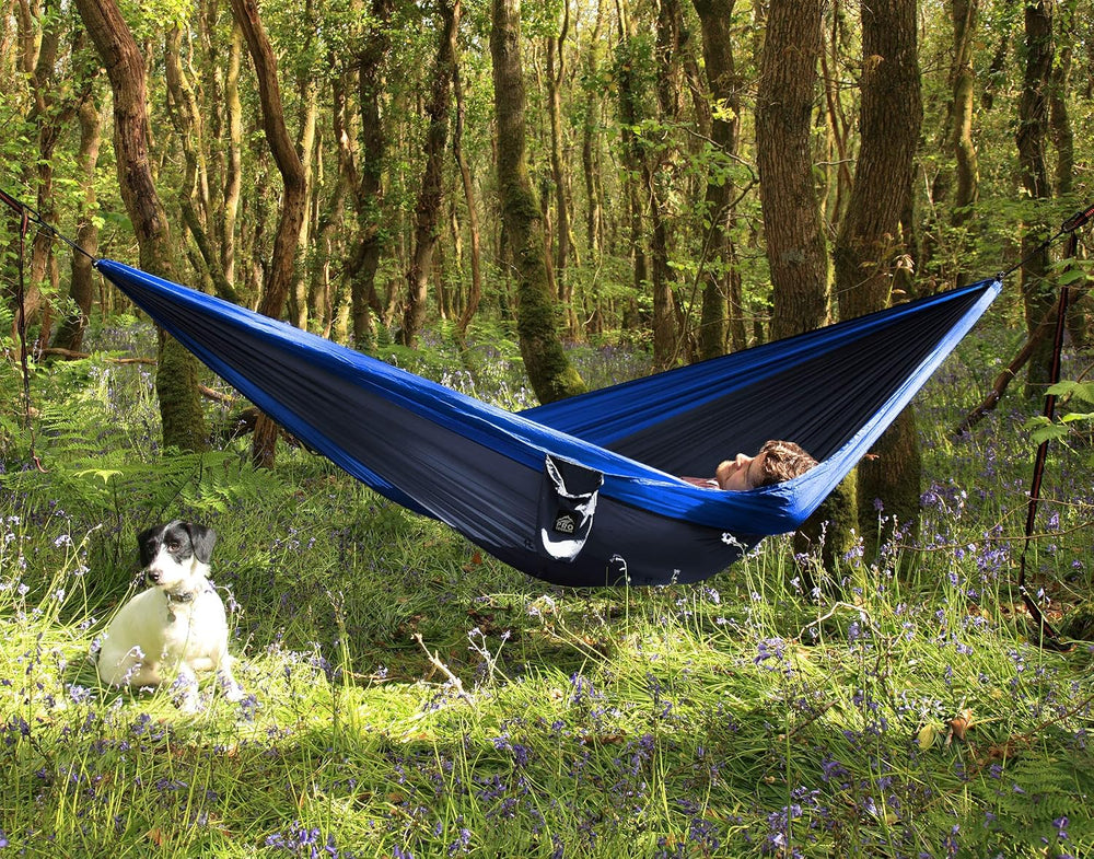 Pro Venture Double Camping Hammock - 10.5 x 6.5 FT (9ft Tree Straps, 2 Carabi...
