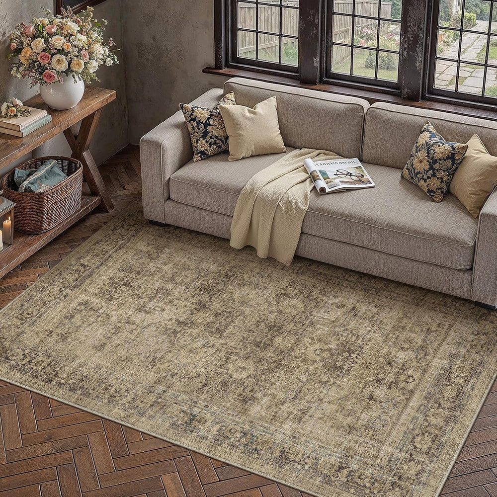 4x6 Area Rug Brown Vintage Distressed Carpet