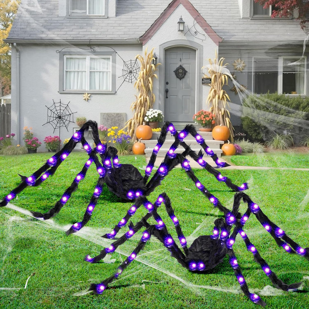 JOYIN 2 Pack 5 Ft Halloween Light Up Spiders Outdoor Decorations, Scary Giant...