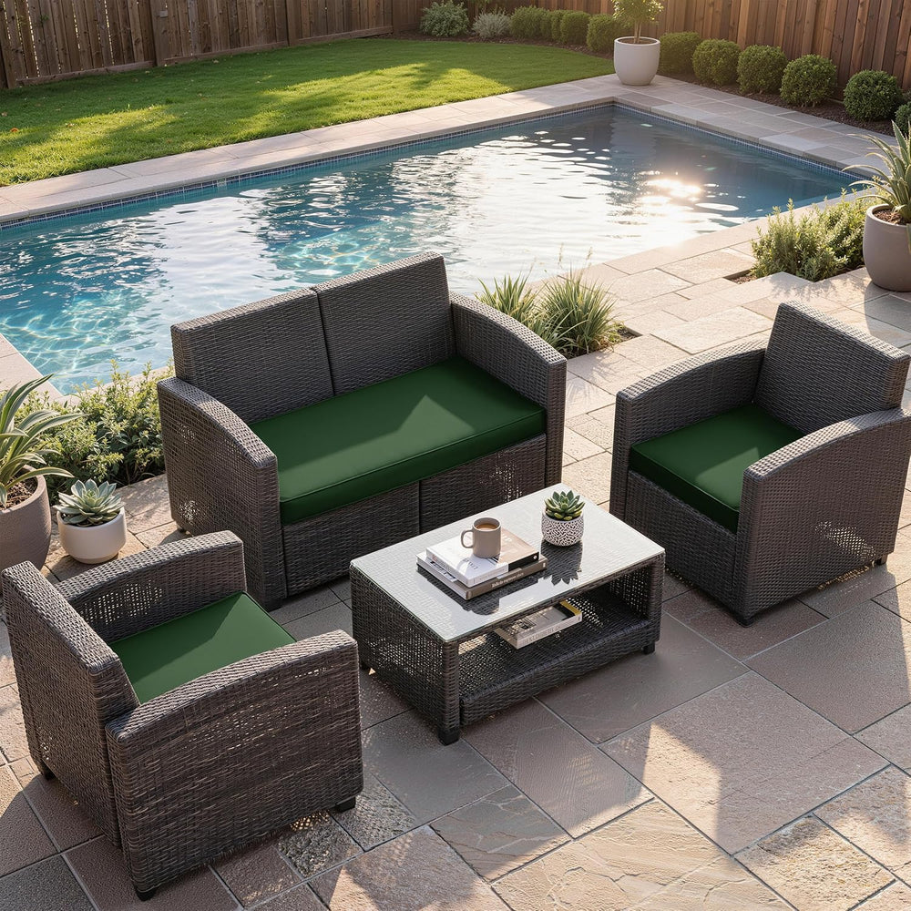 3 Pcs Outdoor Patio Furniture Cushion Replacement Cover, Cover Only - Green