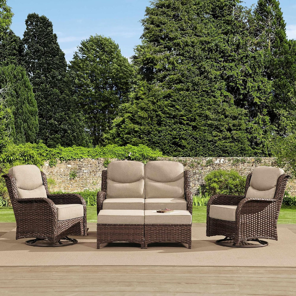 HILLGA Luxury High Back Patio Furniture Set with 6-Inch Thick Cushion