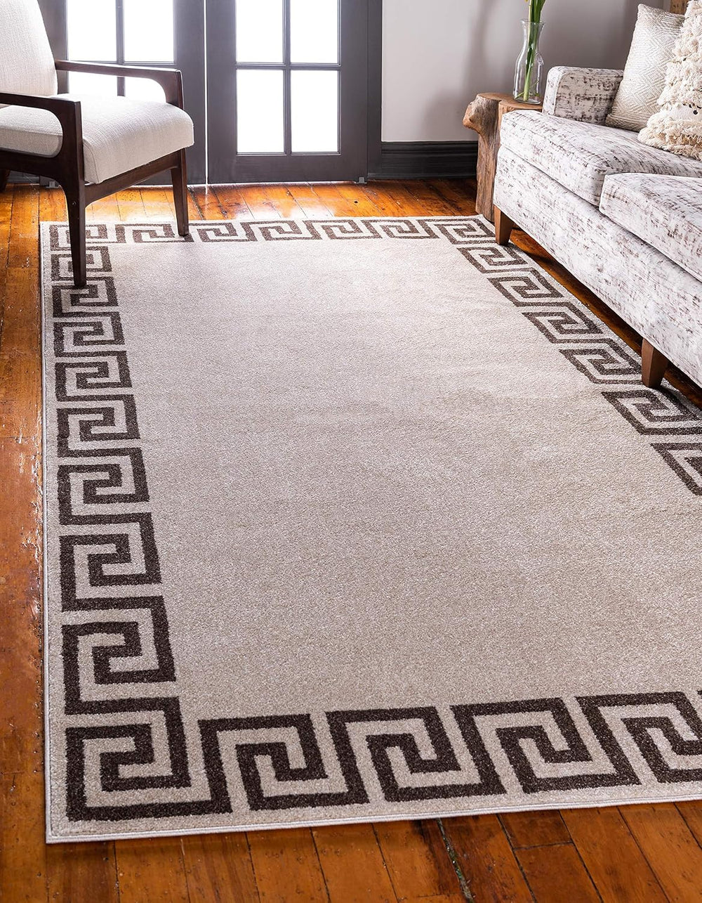 Unique Loom Athens Collection Classic Geometric Modern Border Design Area Rug...