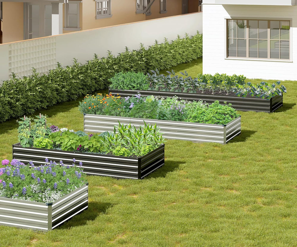 2PCS 7x3x1ft Galvanized Raised Garden Bed,Outdoor Planter Box Metal Patio Kit...