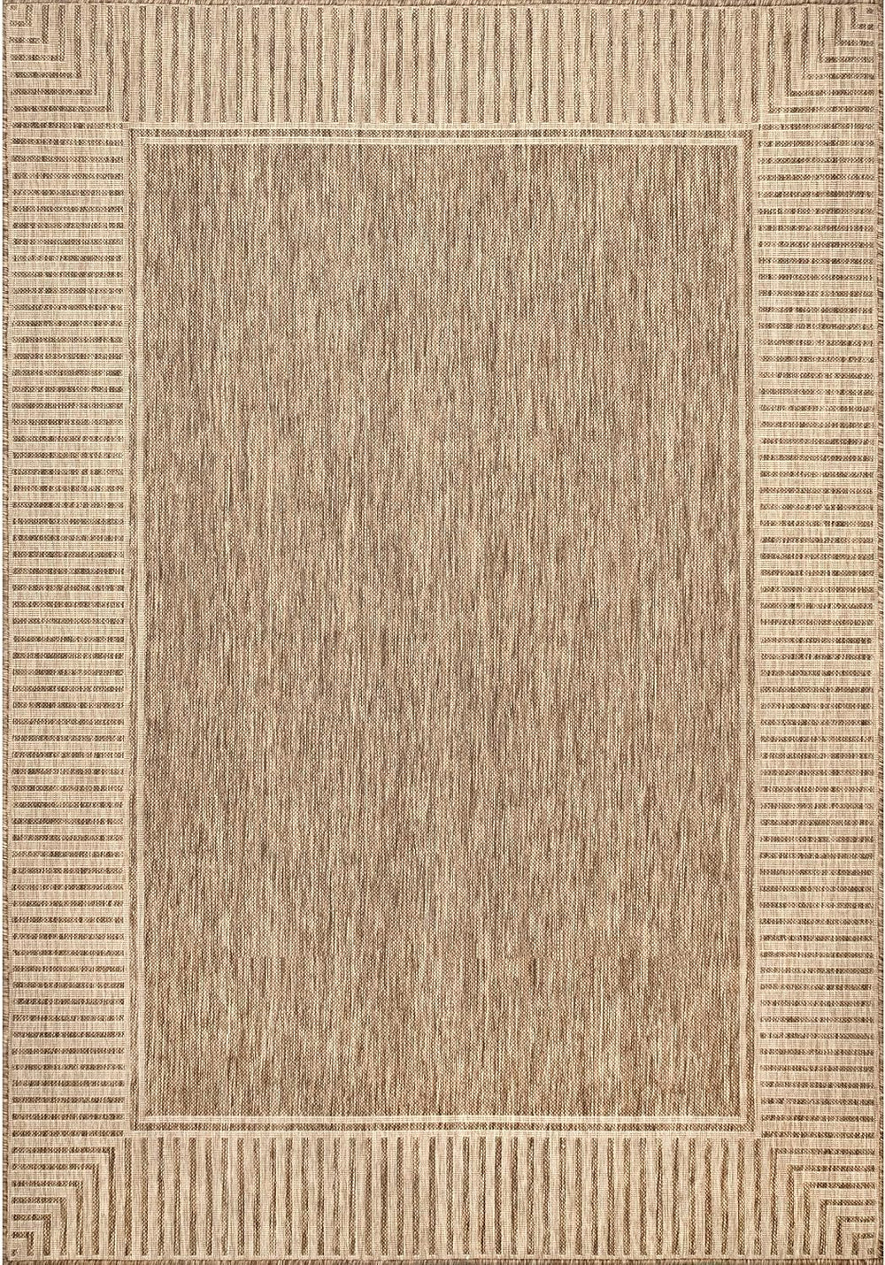 Nuloom Asha Light Brown Bordered Indoor/Outdoor Area Rug, 6' 7" x 9&...