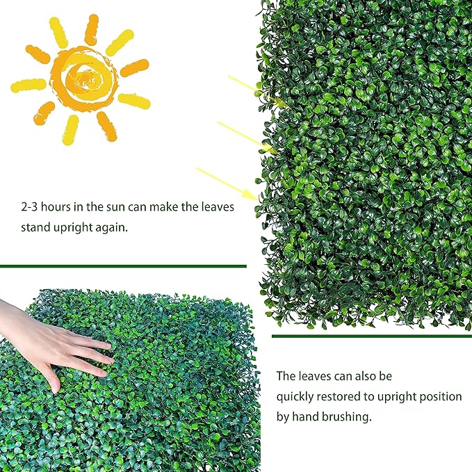 Artificial Boxwood Roll: 60 X 120 in (50 sqft) UV-Anti Faux Ivy Boxwood Hedge...