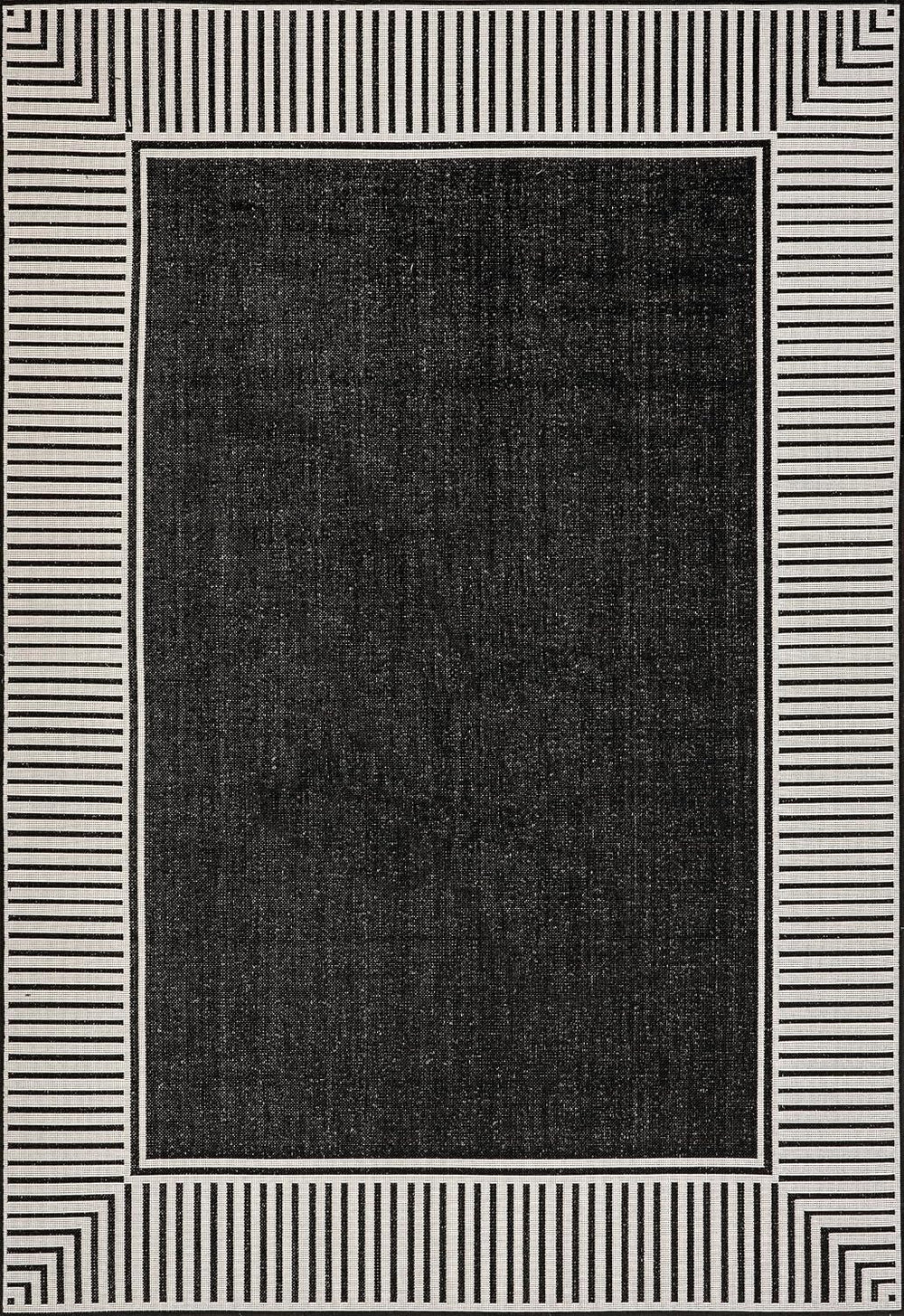 Nuloom Asha Black/Ivory, 5' x 8', Casual, Striped Border, Soft and Co...