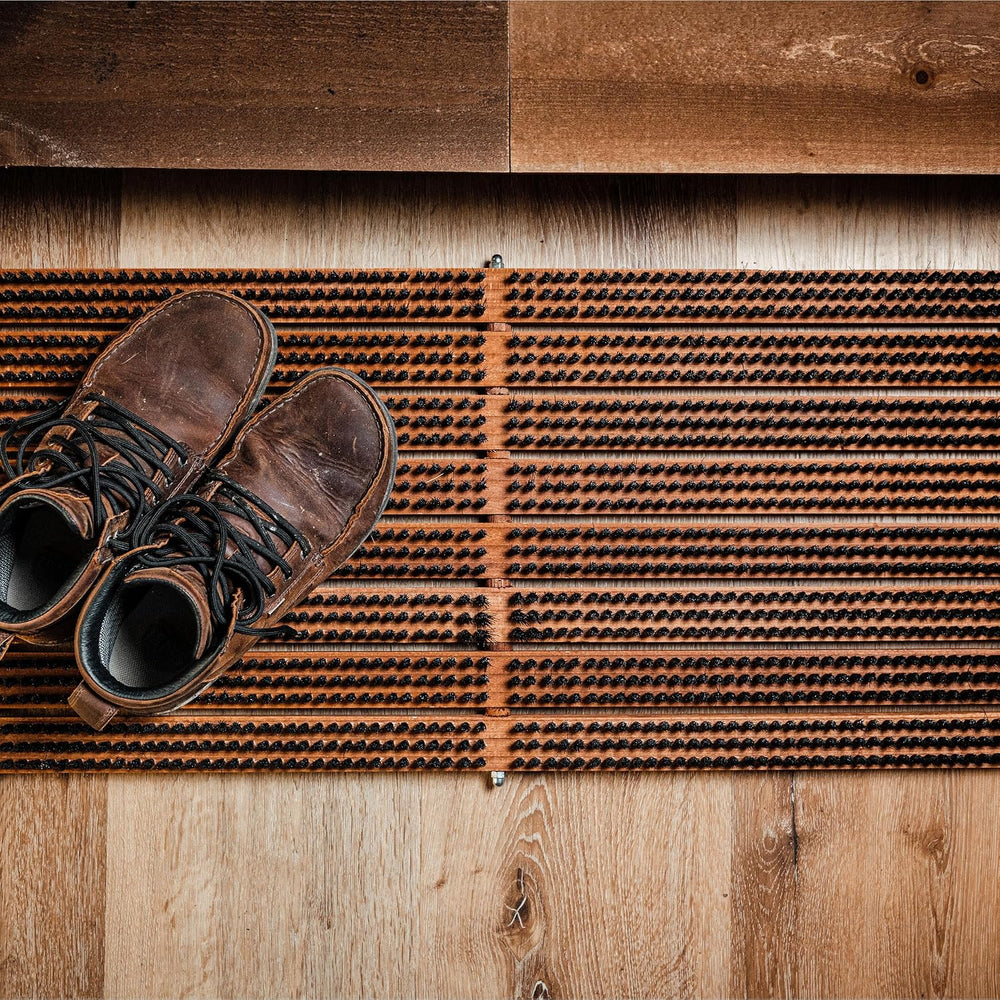 Kings County Tools Wooden Door Mat with Nonslip Rubber Backing, 31.5” x 14”