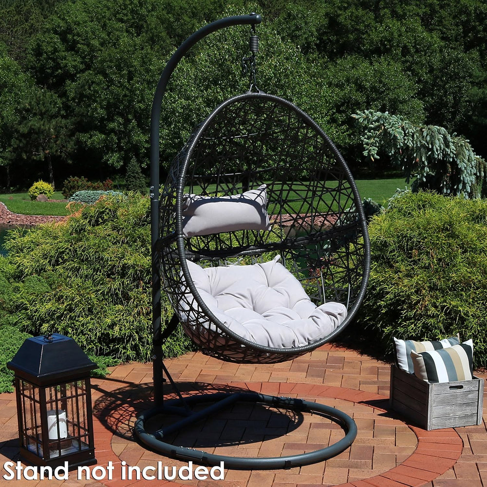 Sunnydaze Caroline Hanging Resin Wicker Egg Chair - 265-Pound Weight Capacity...
