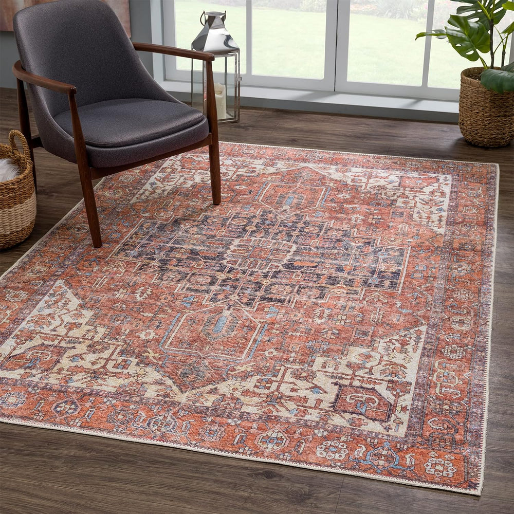 Bloom Rugs Washable Non-Slip 10x14 Rug - Red/Orange/Beige Traditional Orienta...