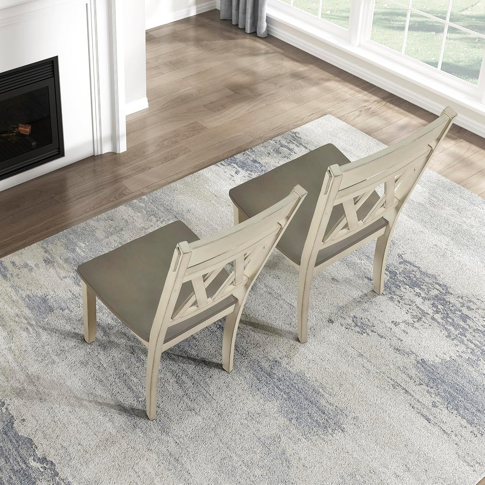 Lexicon Wood Dining Chair, Set of 2,Greywash/Antique White