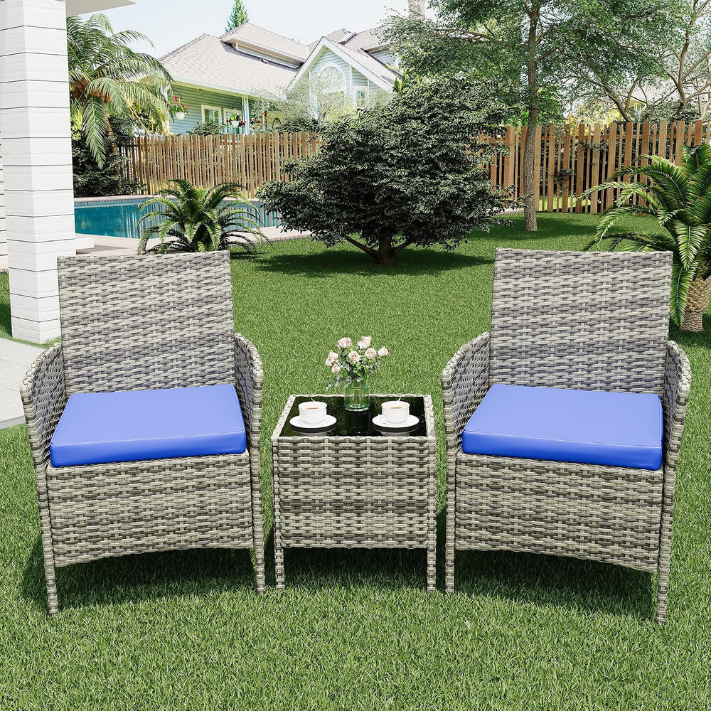GarveeLife 3-Piece Patio Furniture Set, Rattan Outdoor Furniture with 2 Chair...