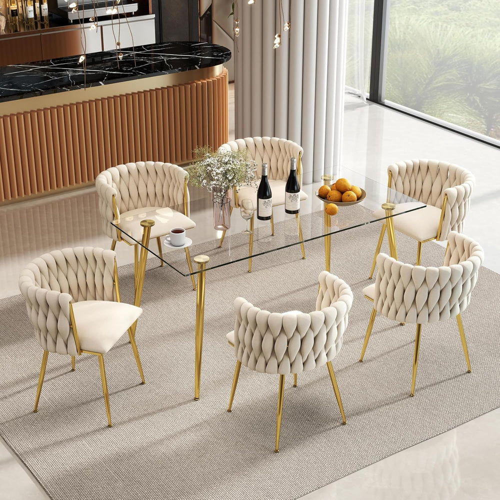 Baysitone Glass Dining Table for 4 with 63 inch Clear Rectangular Glass Top, ...