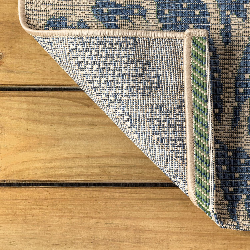 JONATHAN Y Floral Textured Weave Indoor Outdoor Area Rug 8X10 Navy/Green, Zin...