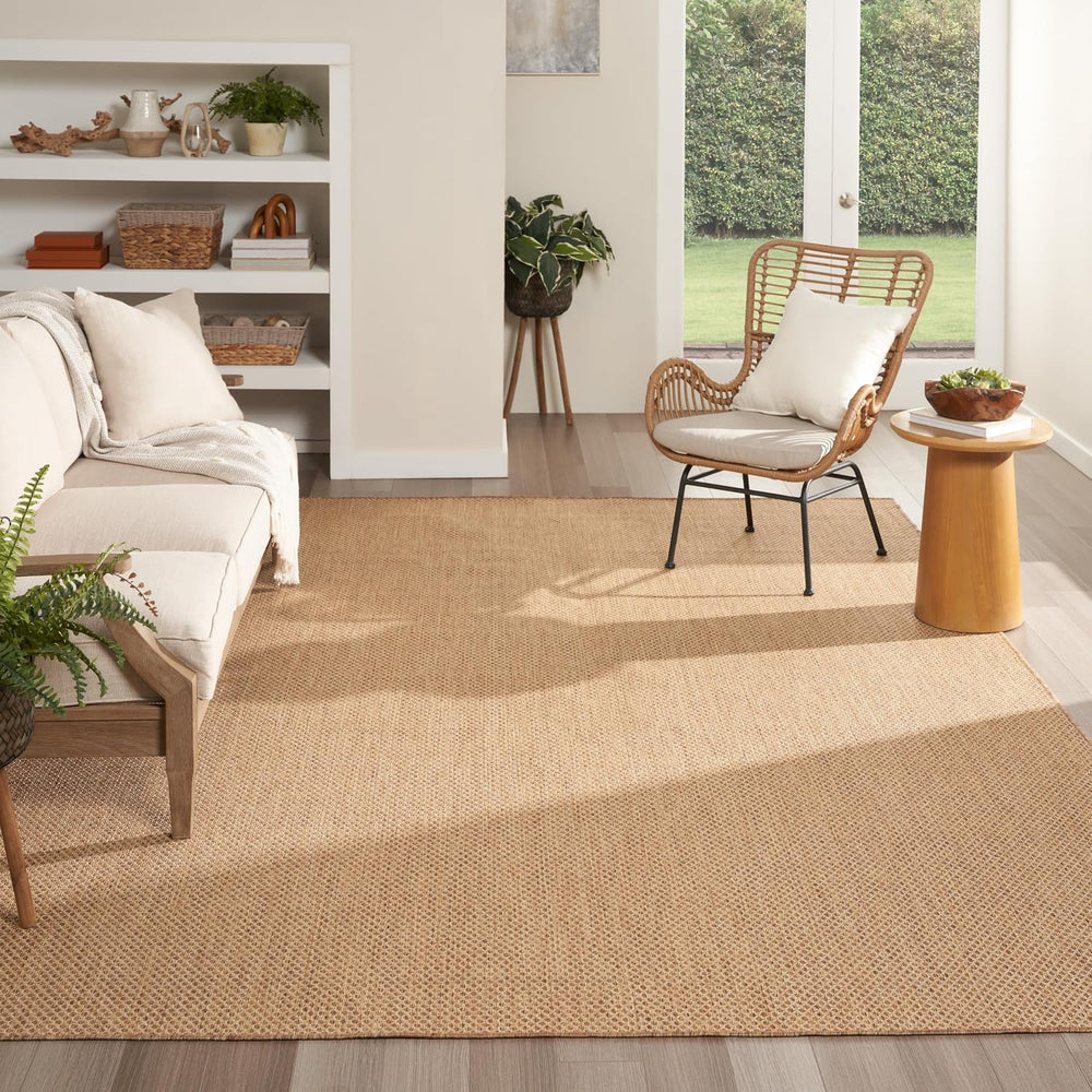 Nourison Home Courtyard Indoor Outdoor Area Rug, Jute, 8' x 10', Geom...