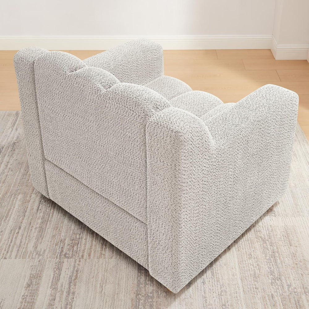 VANOMi Oversized Accent Chair, Modern Living Room Chairs, Boucle Khaki