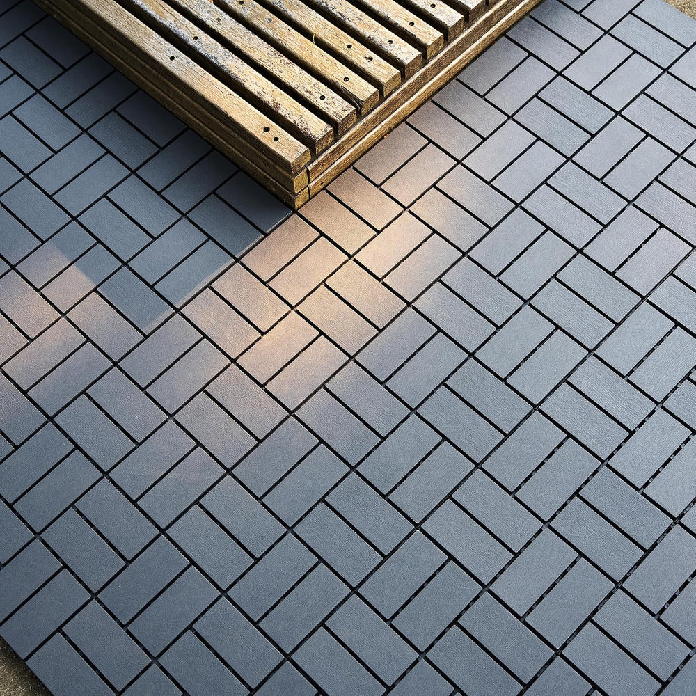44 Sq. ft Plastic Interlocking Deck Tiles, ACIDBOLT 44 PCS 12" x 12"...