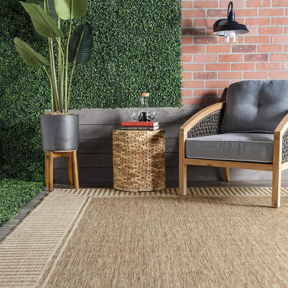 Nuloom Asha Light Brown Bordered Indoor/Outdoor Area Rug, 5' x 8'