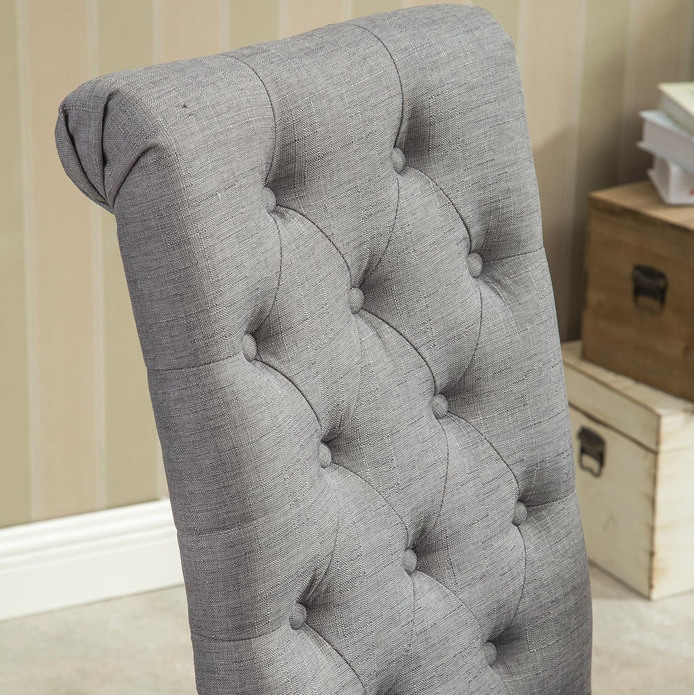 Roundhill Furniture Habit Grey Solid Wood Tufted Parsons Dining Chair (Set of...