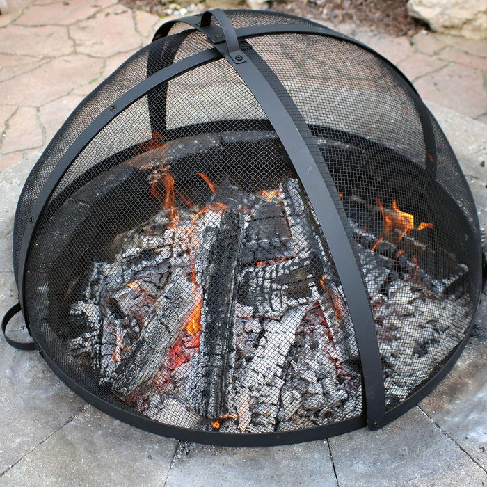 Sunnydaze Outdoor Fire Pit Screen Cover, Round, Easy Access Door, 36" Dia