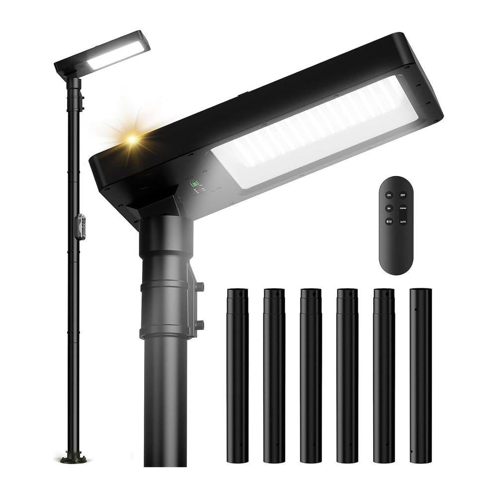 100" Solar Lamp Post Lights with Pole & Remote, Outdoor IP65 Waterpr...