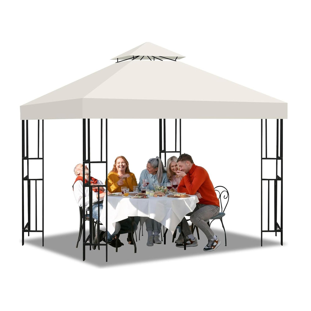 10x10 Gazebo Replacement Canopy, Double Tiered Canopy Cover Top with Ventilat...