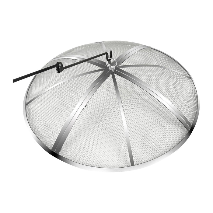 22Inch Fire Pit Spark Screen,Stainless Steel Fire Pit Screen Cover with Handle&Poker,Outdoor Fire Pit Screen Cover Round Mesh Lid Heavy-Duty for Backyard/Beach/RV Camping