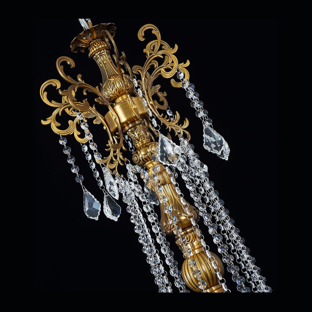 24-Light Antique Gold Crystal Chandelier, Extra Large Luxury Candle Chandelie...