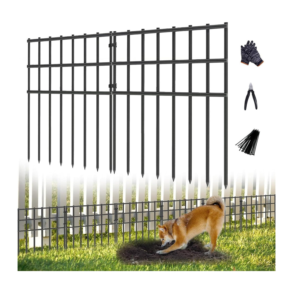 25 Pack Garden Animal Barrier Fence, 17in (H) X 27ft (L) No Dig Fence, Rustpr...