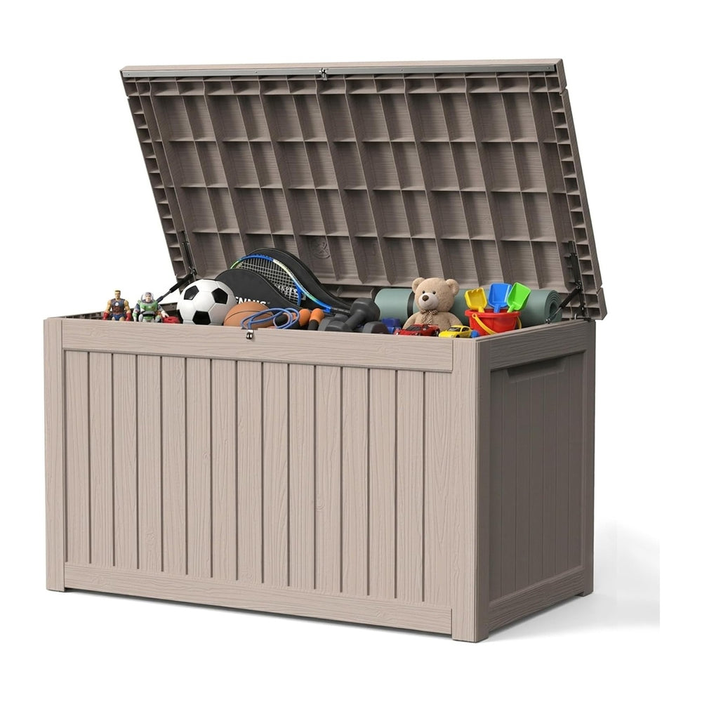 280 Gallon Outdoor Storage Box Waterproof Lockable Resin Deck Box Large, Pati...
