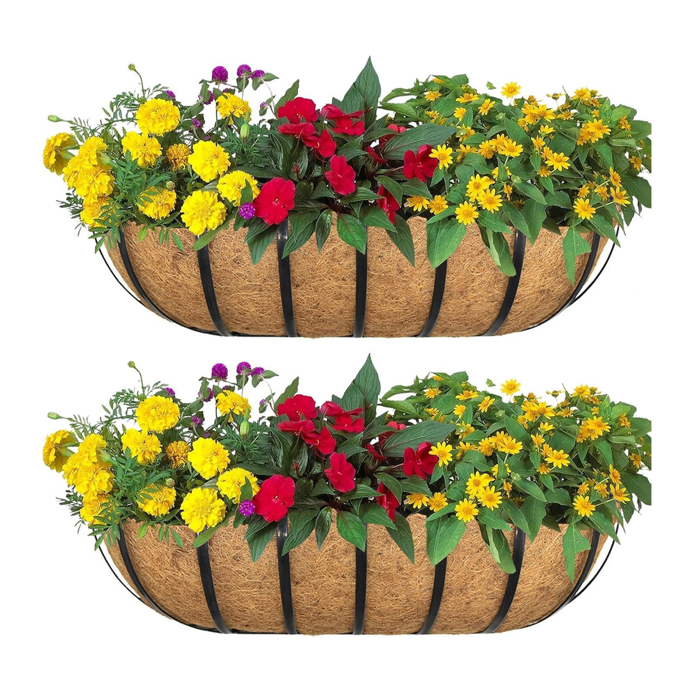 2pack 24-inch Window Sill Window Railing Planters with Cocoa Liner for Outdoo...