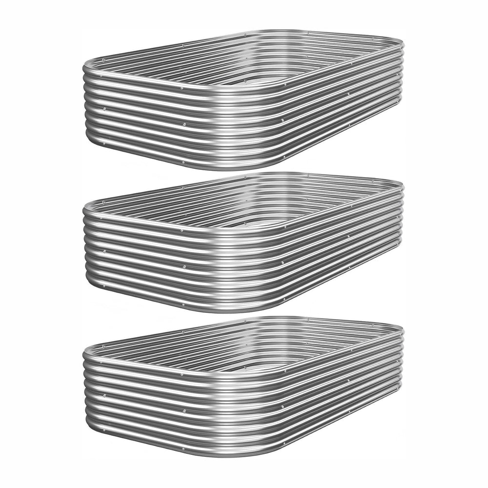 3 PCS Galvanized Raised Garden Bed Outdoor, Metal Garden Bed for Vegetables, ...