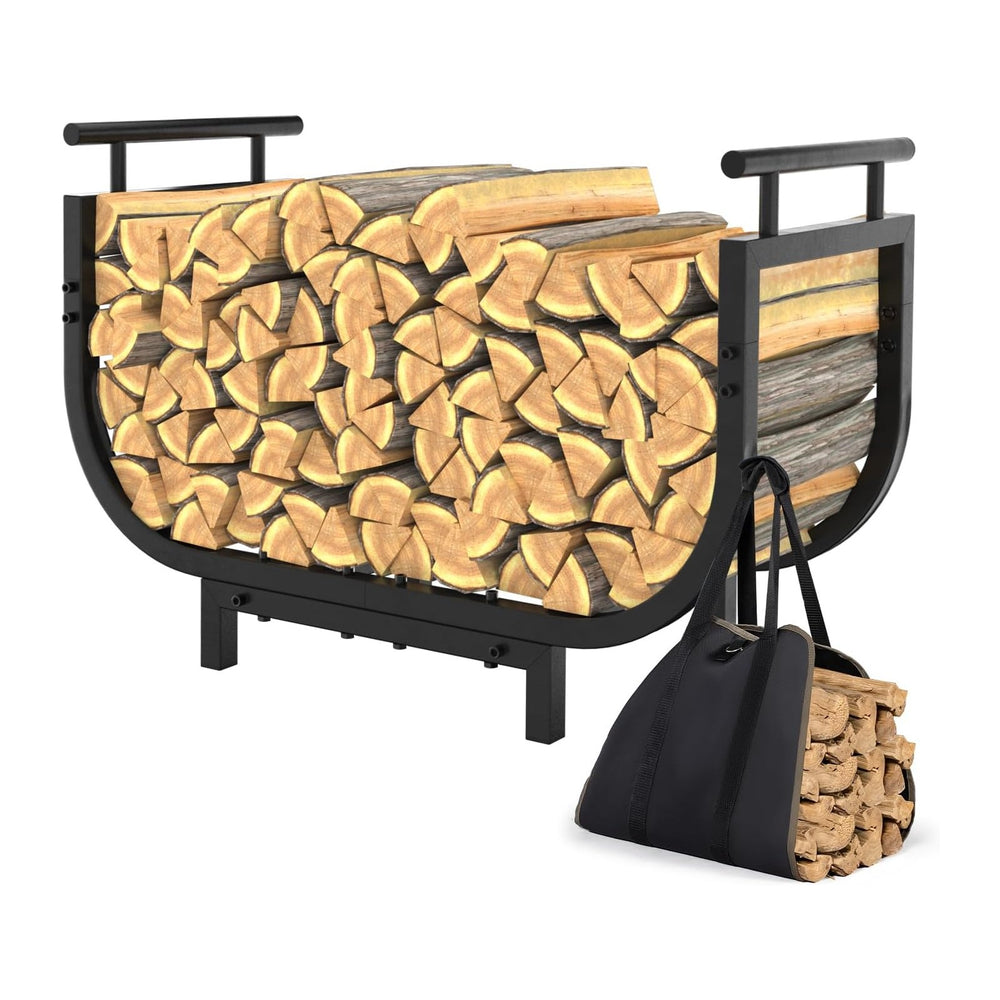30” Outdoor Firewood Rack with Carrier Bag & Ergonomic Handles
