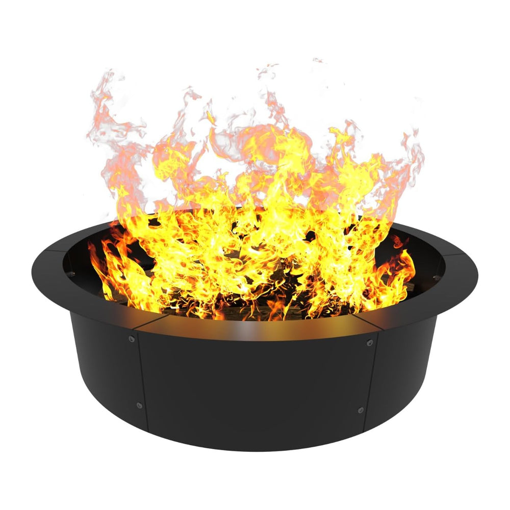 31-Inch Round Outdoor Fire Pit Ring Insert Firepit Kit, Black