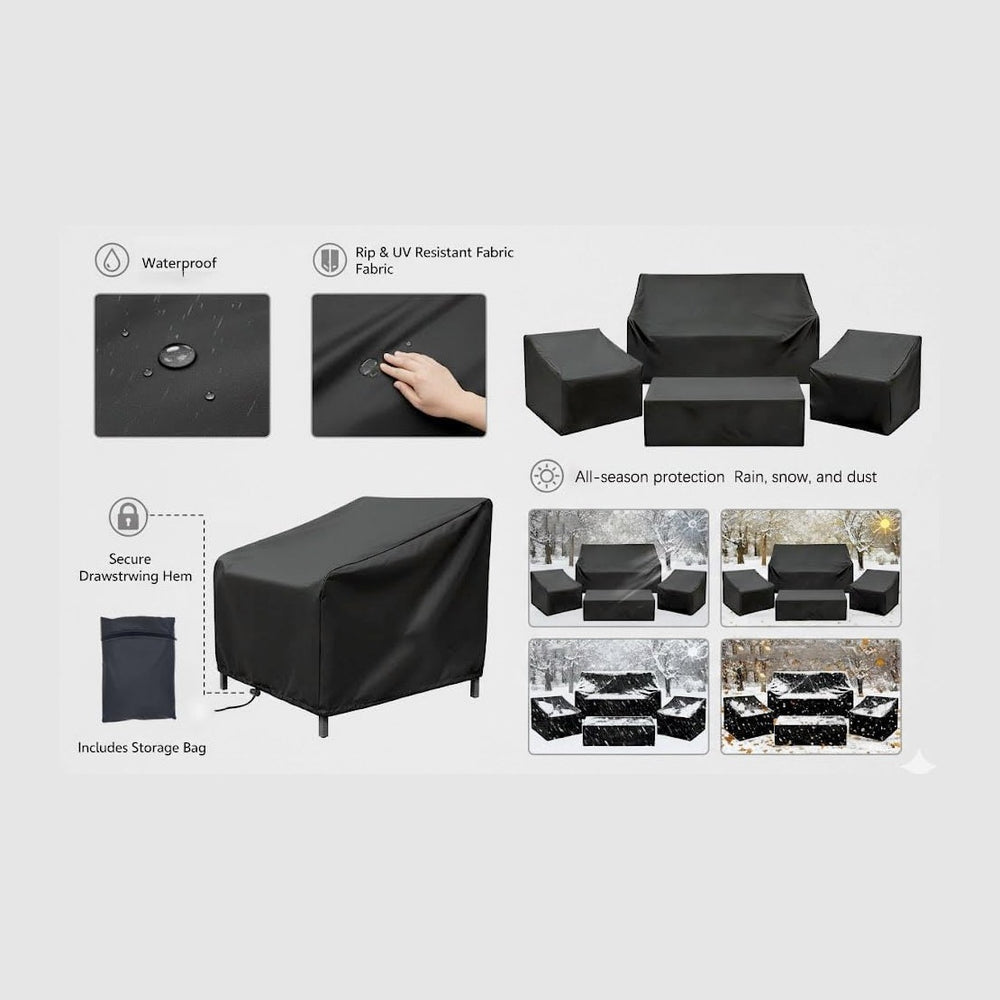 420D Patio Furniture Covers 4 Piece Set, Waterproof & UV Resistant Outdoo...