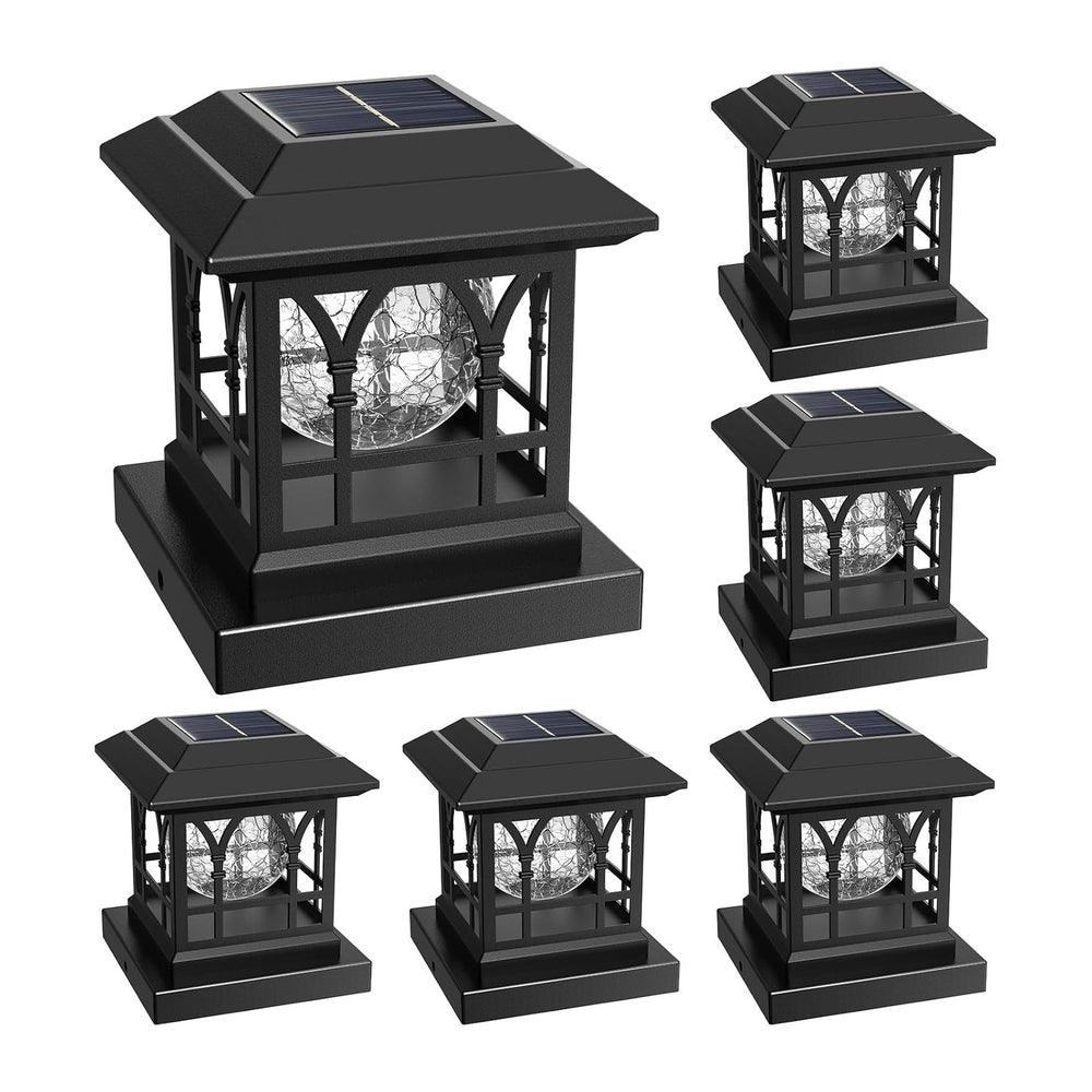4x4 Post Solar Lights Crackle Glass Solar Post Cap Lights 20 Lumens