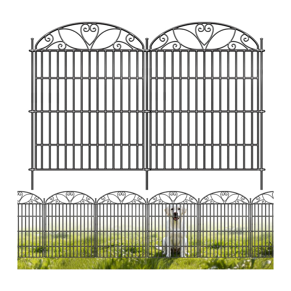 5 Panels No Dig Decorative Outdoor Garden Fence, 32 in(H) X 11.8 ft(L) Animal...