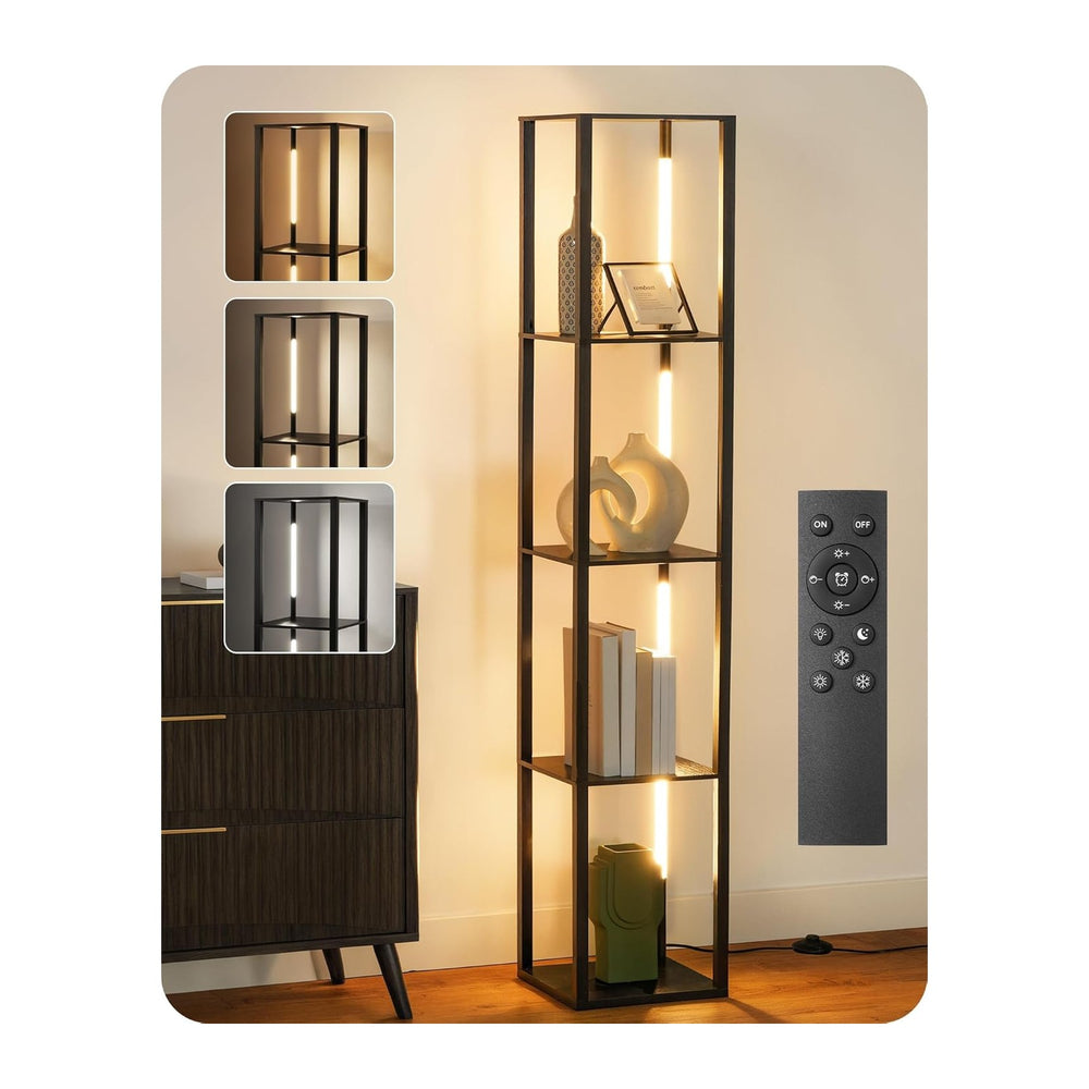 64.2" Display Shelf with Light, Modern Corner Floor Lamp with Shelves, 3...