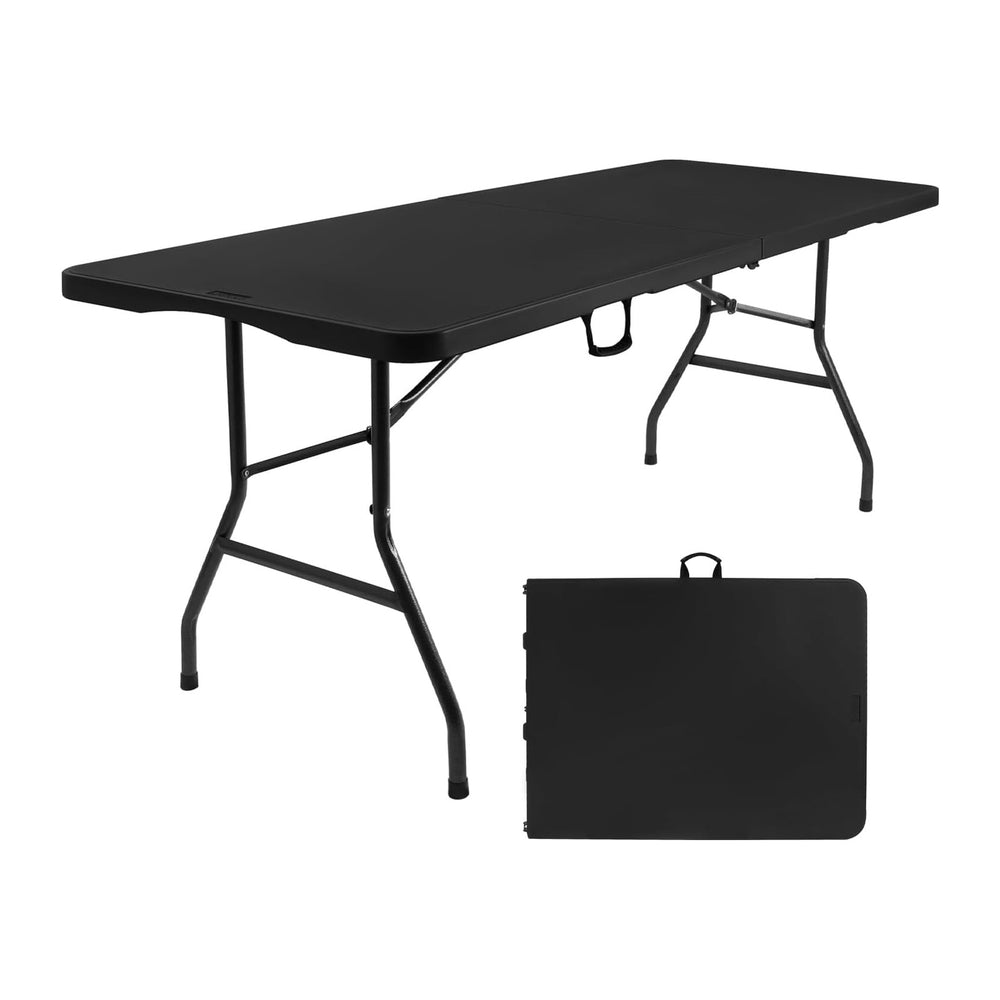 6ft Folding Table, Portable Heavy Duty Plastic Table for Party, Black