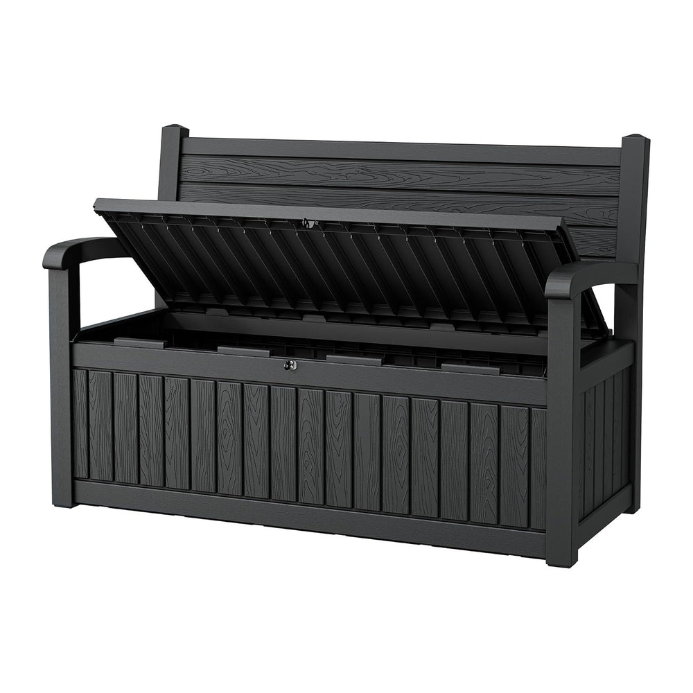 80 Gallon Deck Box Outdoor Storage Box Waterproof, Outdoor Storage Bench Doub...