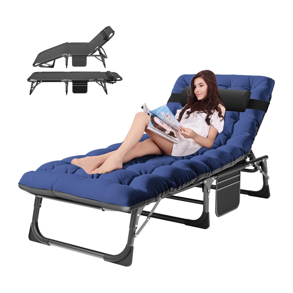 ABORON Tanning Chair, 5-Position Padded Folding Chaise Lounge