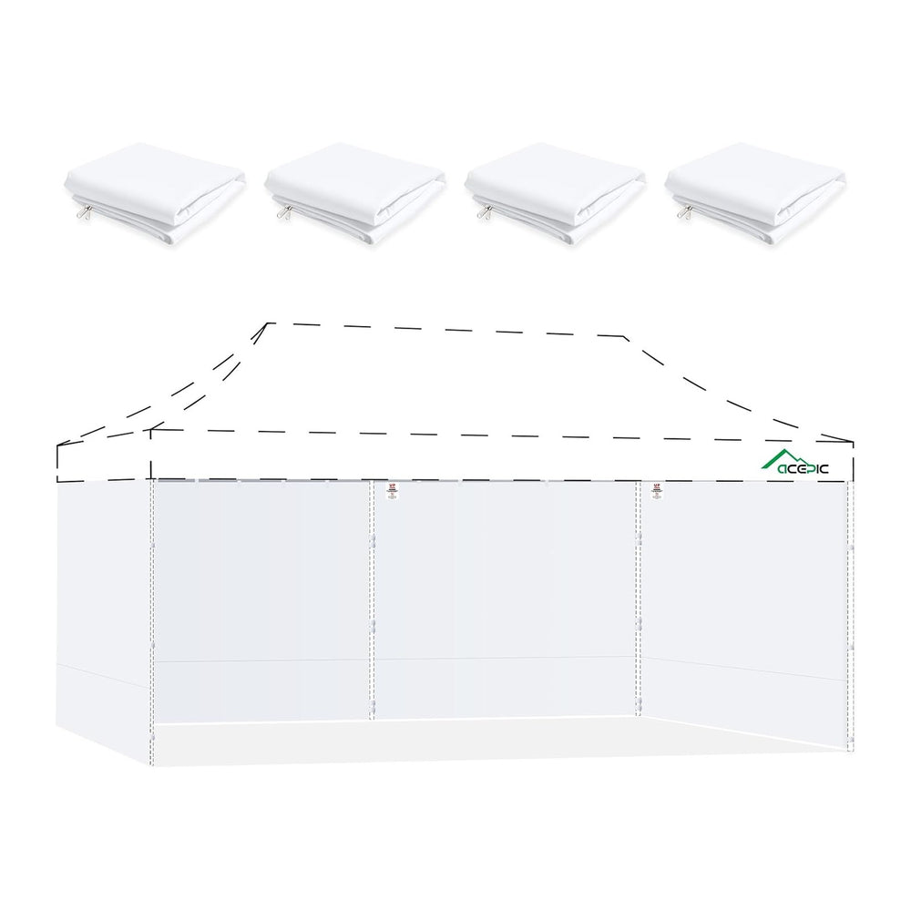 ACEPIC 10x20ft Canopy Sidewalls Only, White (4PCS, Frame Not Included)