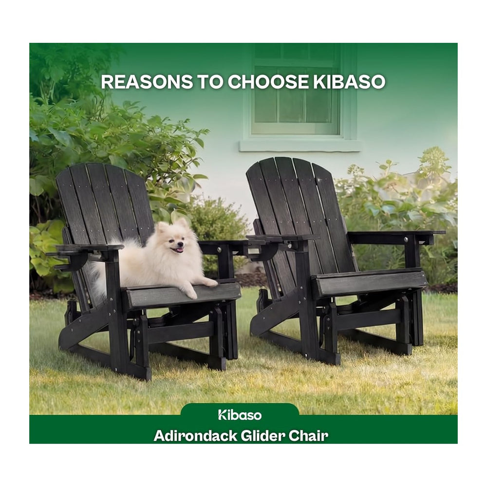 Adirondack Chair, All-Weather Outdoor Glider, Black